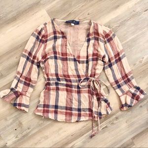 Cute Plaid Fall Wrap Shirt